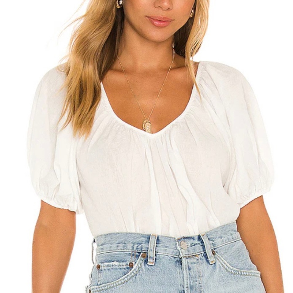 Sanctuary - White Flowy Peasant Top XL